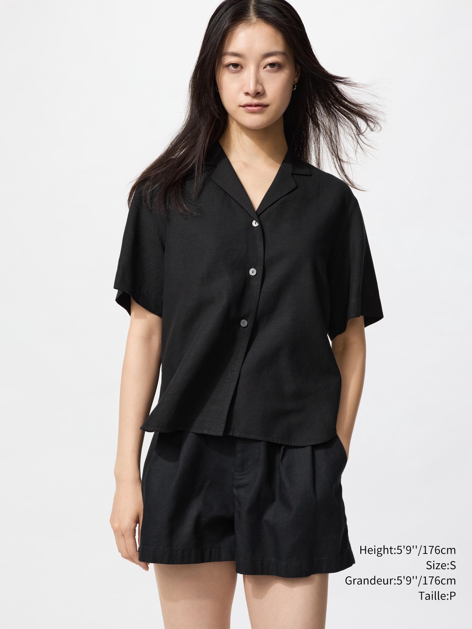 Women's LINEN BLEND OPEN COLLAR SHIRT | UNIQLO CA