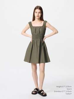 MINI ROBE EN COTON FRONCÉE SANS MANCHES