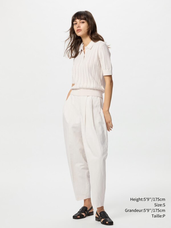 COTTON POPCORN POLO SWEATER