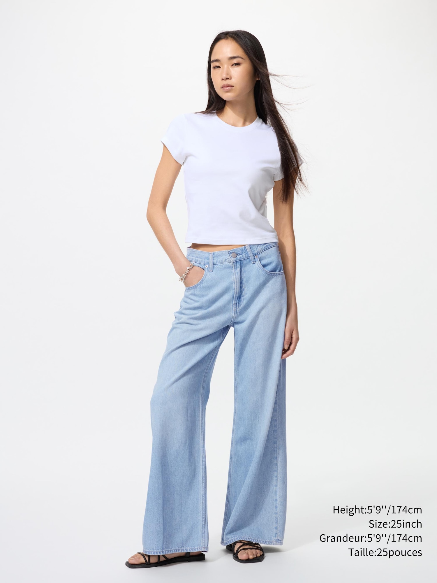 パンツ RAN select item Wide flare blackdenim ブリーチグラデーションストレッチブラックフレアデニム