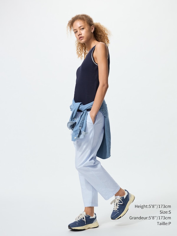 COTTON RELAXED ANKLE PANTS