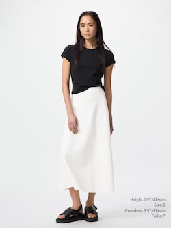 WASHABLE MILANO RIBBED FLARE SKIRT
