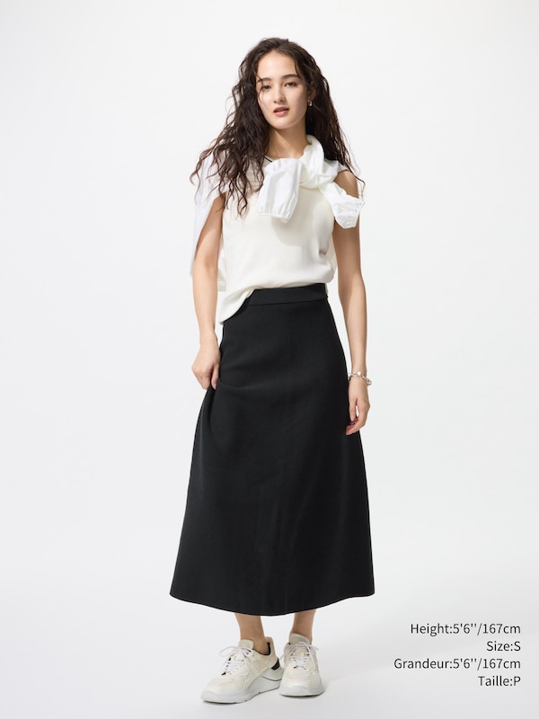 WASHABLE MILANO RIBBED FLARE SKIRT