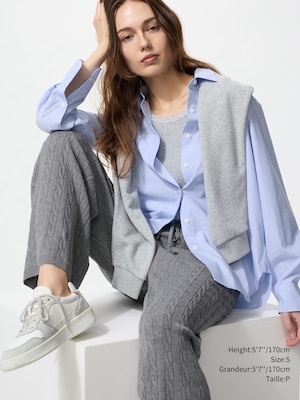 WASHABLE KNIT CABLE PANTS