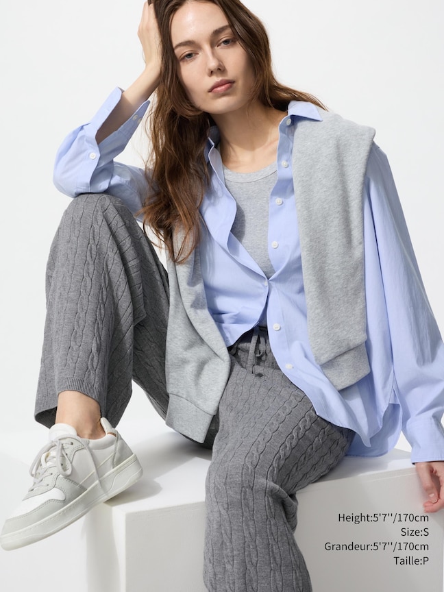 WASHABLE KNIT CABLE PANTS