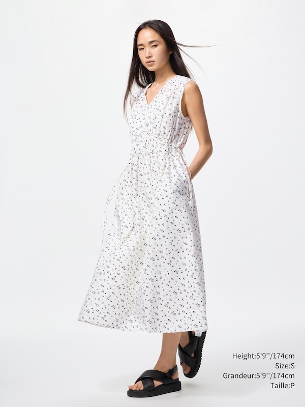 COTTON GATHERED DRESS | SLEEVELESS