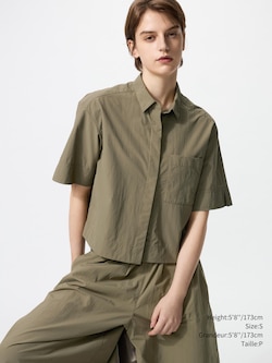 NYLON BOXY SHORT SHIRT | HALF SLEEVE