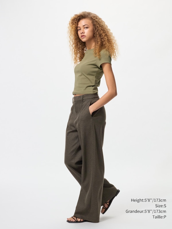 BRUSHED JERSEY WIDE PANTS | TALL