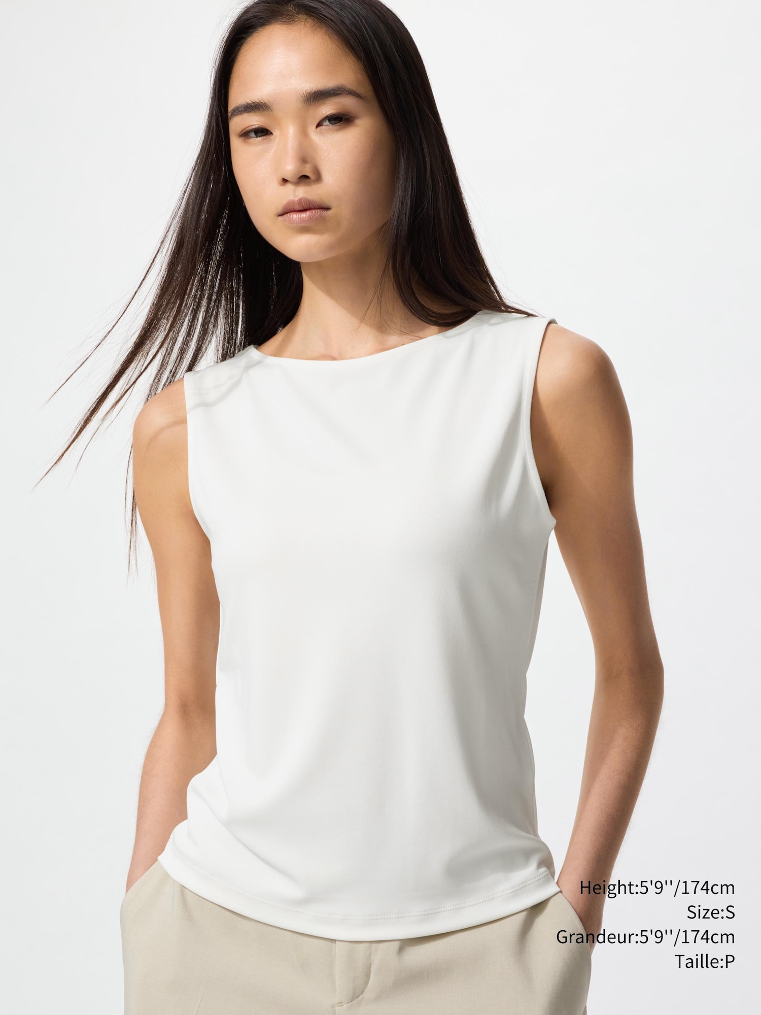 Women's Crepe Jersey Boat Neck Sleeveless T-Shirt | UNIQLO CA