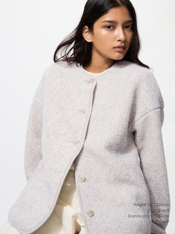 PILE LINED FLEECE RELAXED SILHOUETTE CARDIGAN