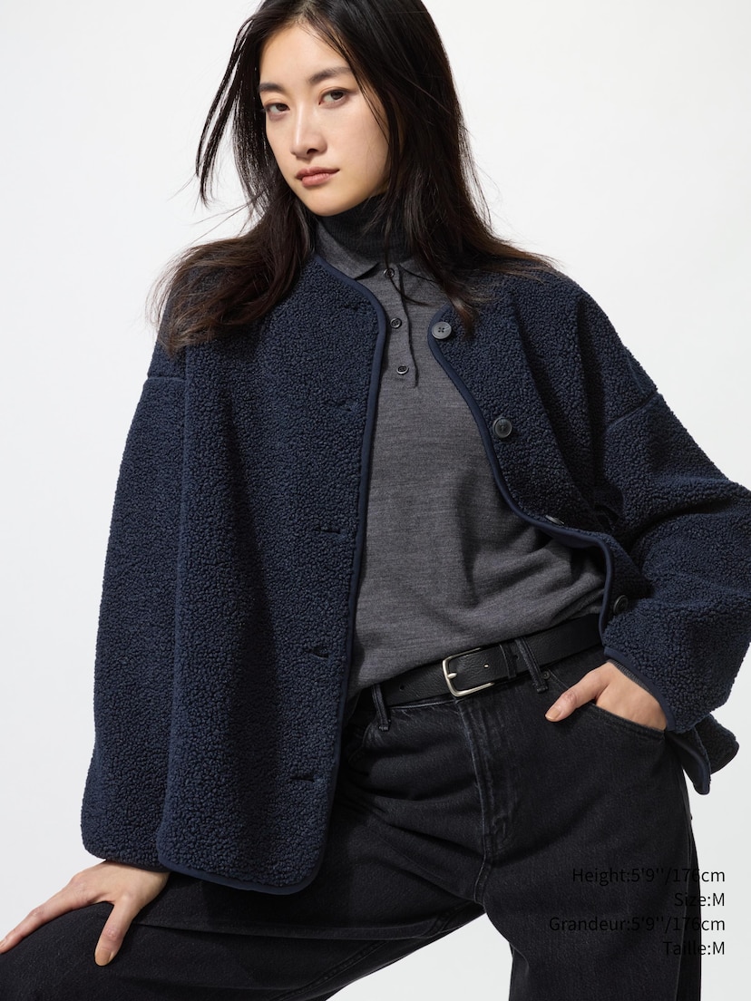 PILE LINED FLEECE RELAXED SILHOUETTE CARDIGAN_69