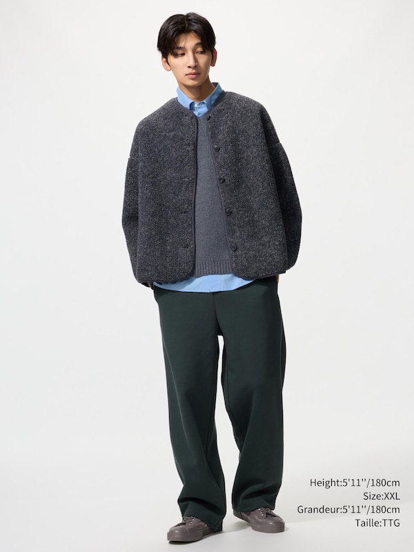 PILE LINED FLEECE RELAXED SILHOUETTE CARDIGAN