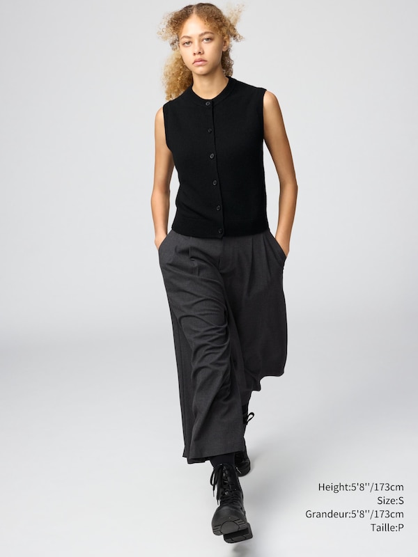 GILET COURT EN CACHEMIRE COL ROND