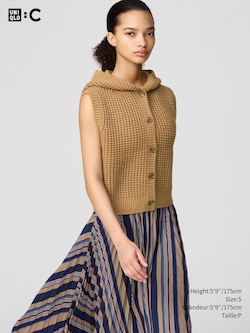 WAFFLE KNIT HOODED VEST