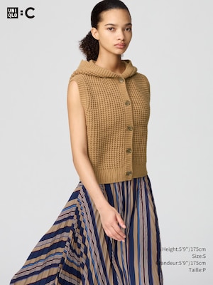 WAFFLE KNIT HOODED VEST
