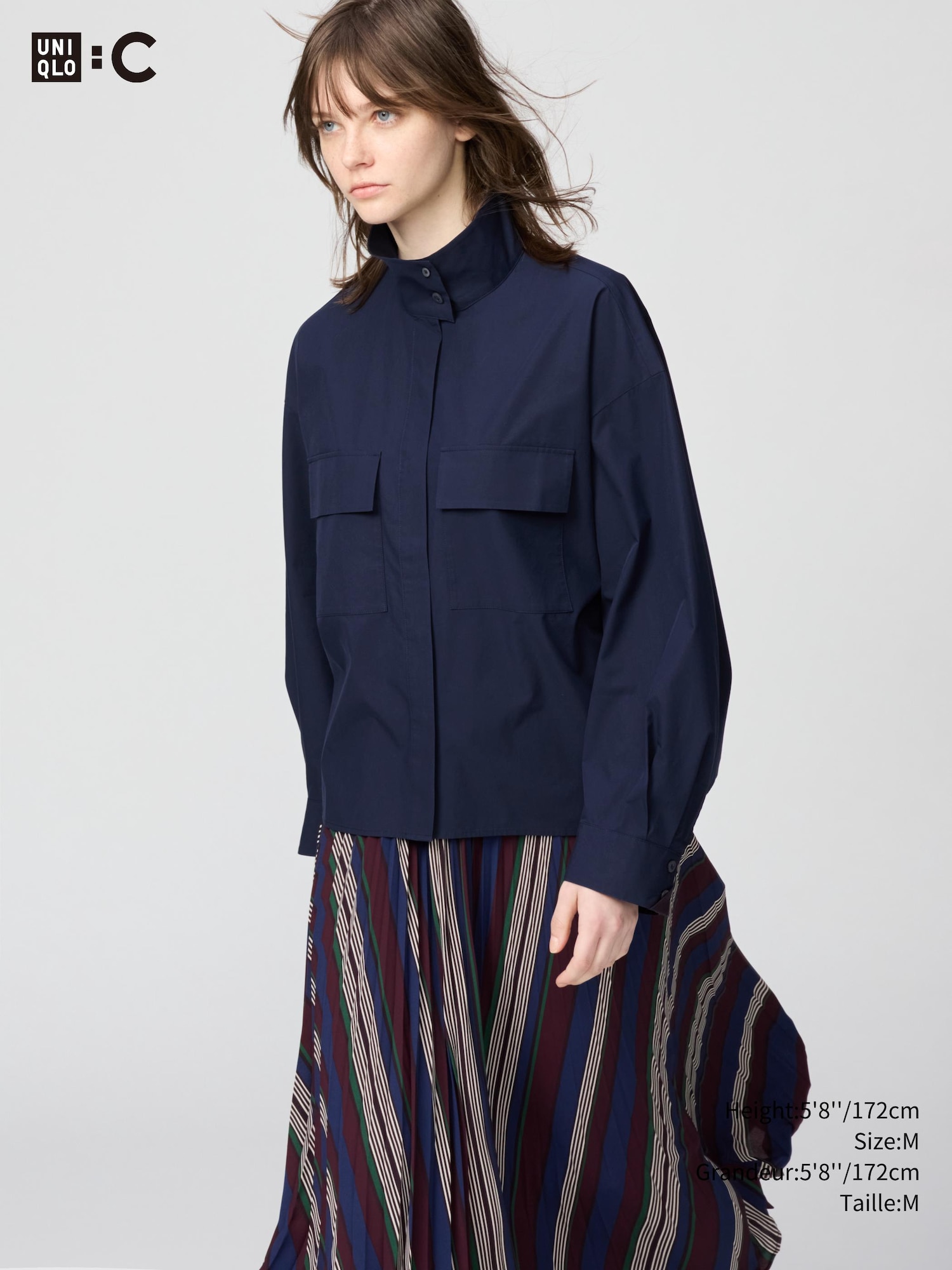 Women's COTTON STAND COLLAR SHIRT JACKET | UNIQLO CA