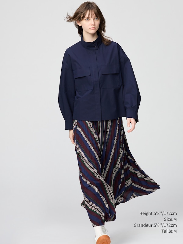 COTTON STAND COLLAR SHIRT JACKET