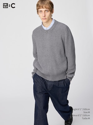 CREW NECK FULL ZIP CARDIGAN