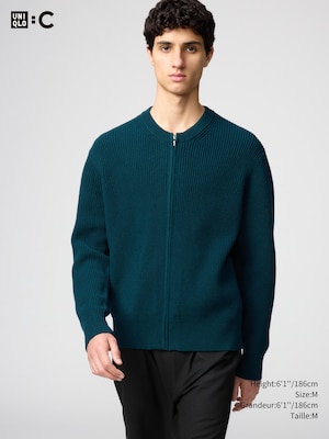 CREW NECK FULL ZIP CARDIGAN