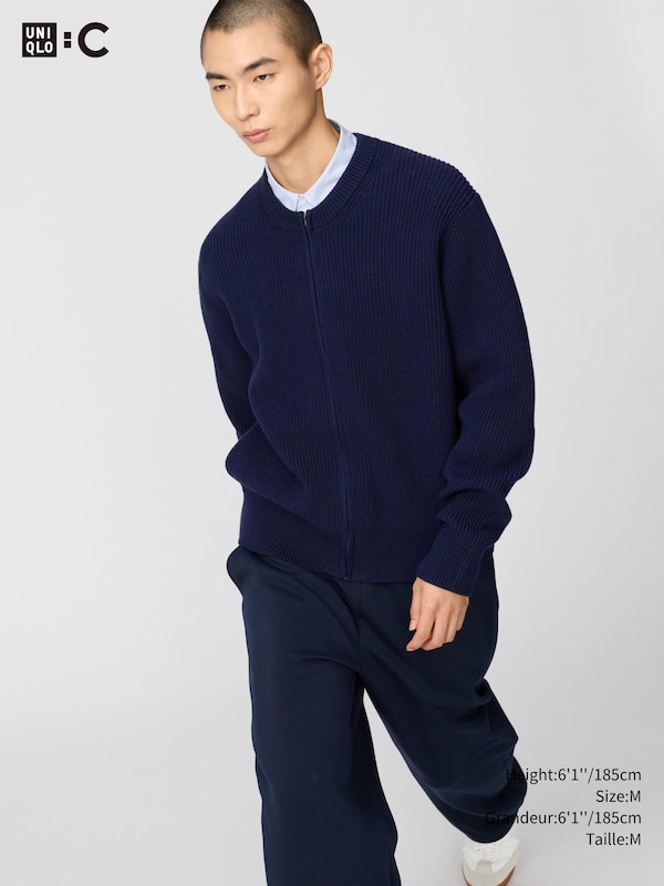 CREW NECK FULL ZIP CARDIGAN