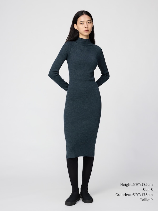 3D KNIT MERINO BLEND DRESS