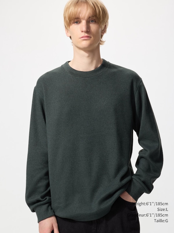 SOFT KNITTED FLEECE CREW NECK T-SHIRT
