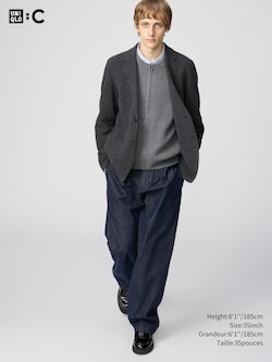 PLEATED STRAIGHT PANTS | DENIM