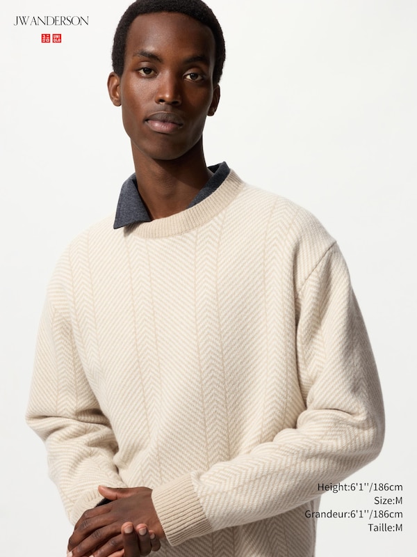 LAMBSWOOL HERRINGBONE CREW NECK SWEATER