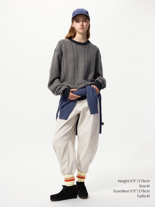 LAMBSWOOL HERRINGBONE CREW NECK SWEATER