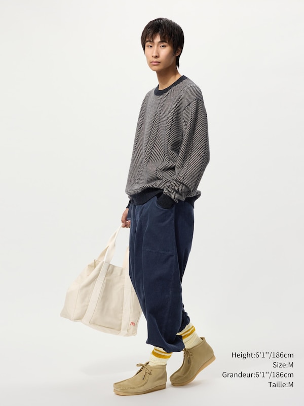 LAMBSWOOL HERRINGBONE CREW NECK SWEATER