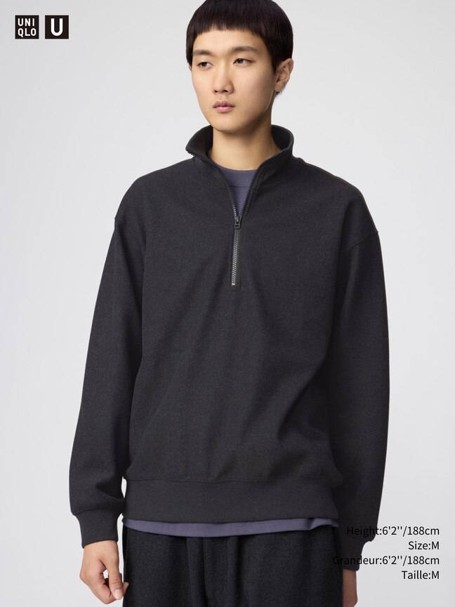 BRUSHED HALF-ZIP SWEATSHIRT