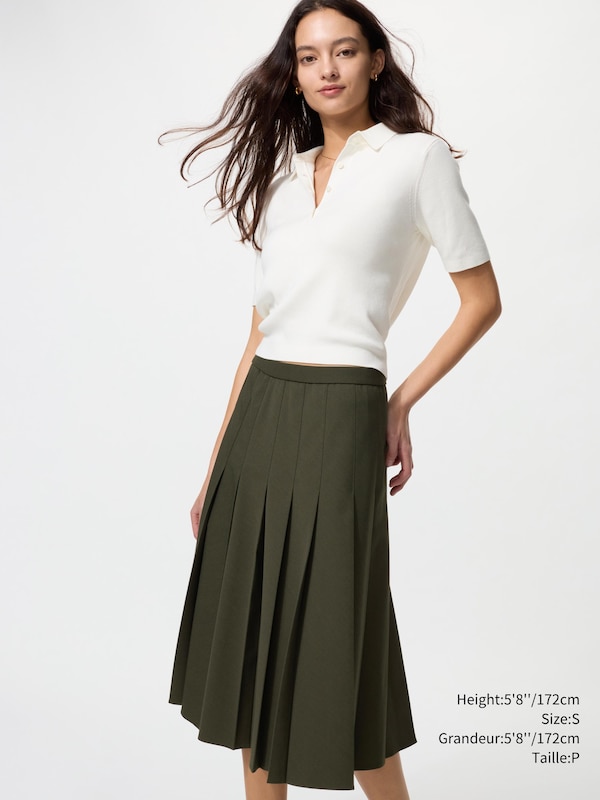 WIDE PLEATED MIDI SKIRT
