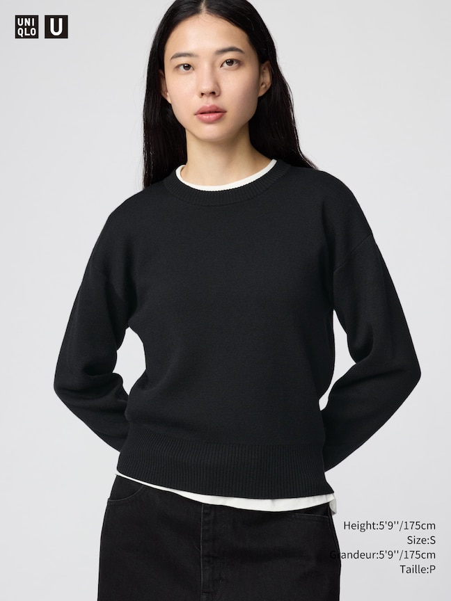 DOUBLE FACE KNIT CREW NECK SWEATER