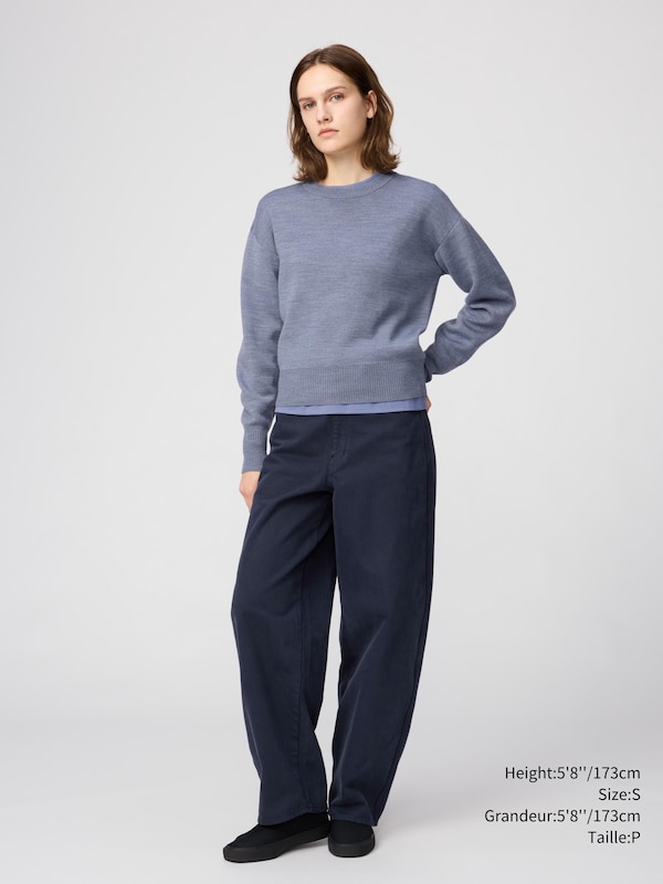DOUBLE FACE KNIT CREW NECK SWEATER