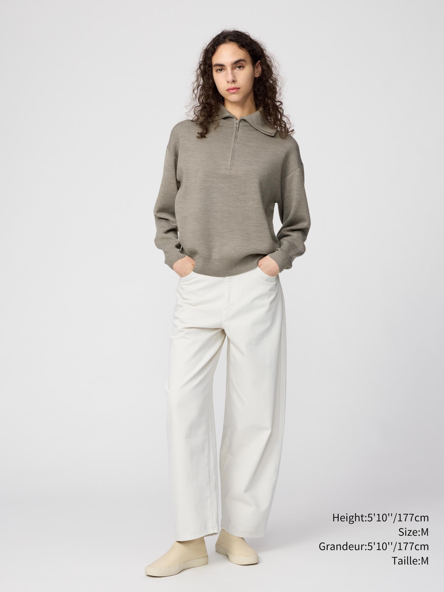 トップス NATURAL COTTON DOUBLE FACE KNIT PULLOVER Women's DOUBLE FACE KNIT HALF ZIP SWEATER | UNIQLO CA
