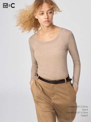 HEATTECH EXTRA WARM CASHMERE BLEND SCOOP NECK T-SHIRT