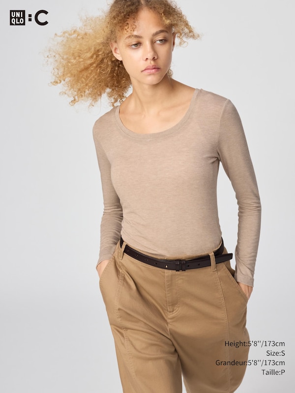 HEATTECH EXTRA WARM CASHMERE BLEND SCOOP NECK T-SHIRT