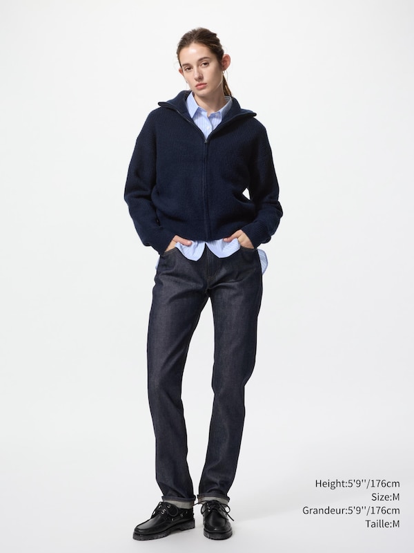 CARDIGAN EN FIL SOUFFLÉ ZIP INTÉGRAL