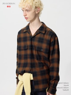 BRUSHED COTTON OPEN COLLAR OVERSIZED SHIRT