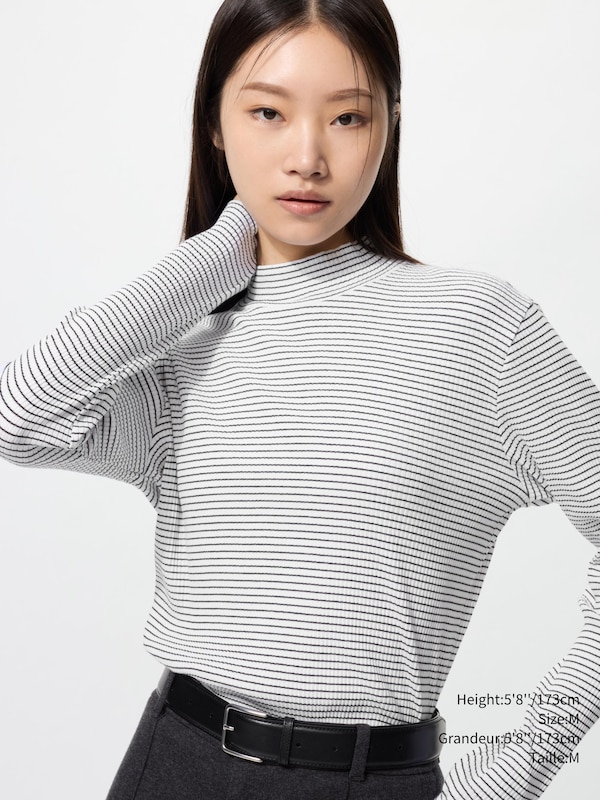 RIBBED HIGH NECK T-SHIRT
