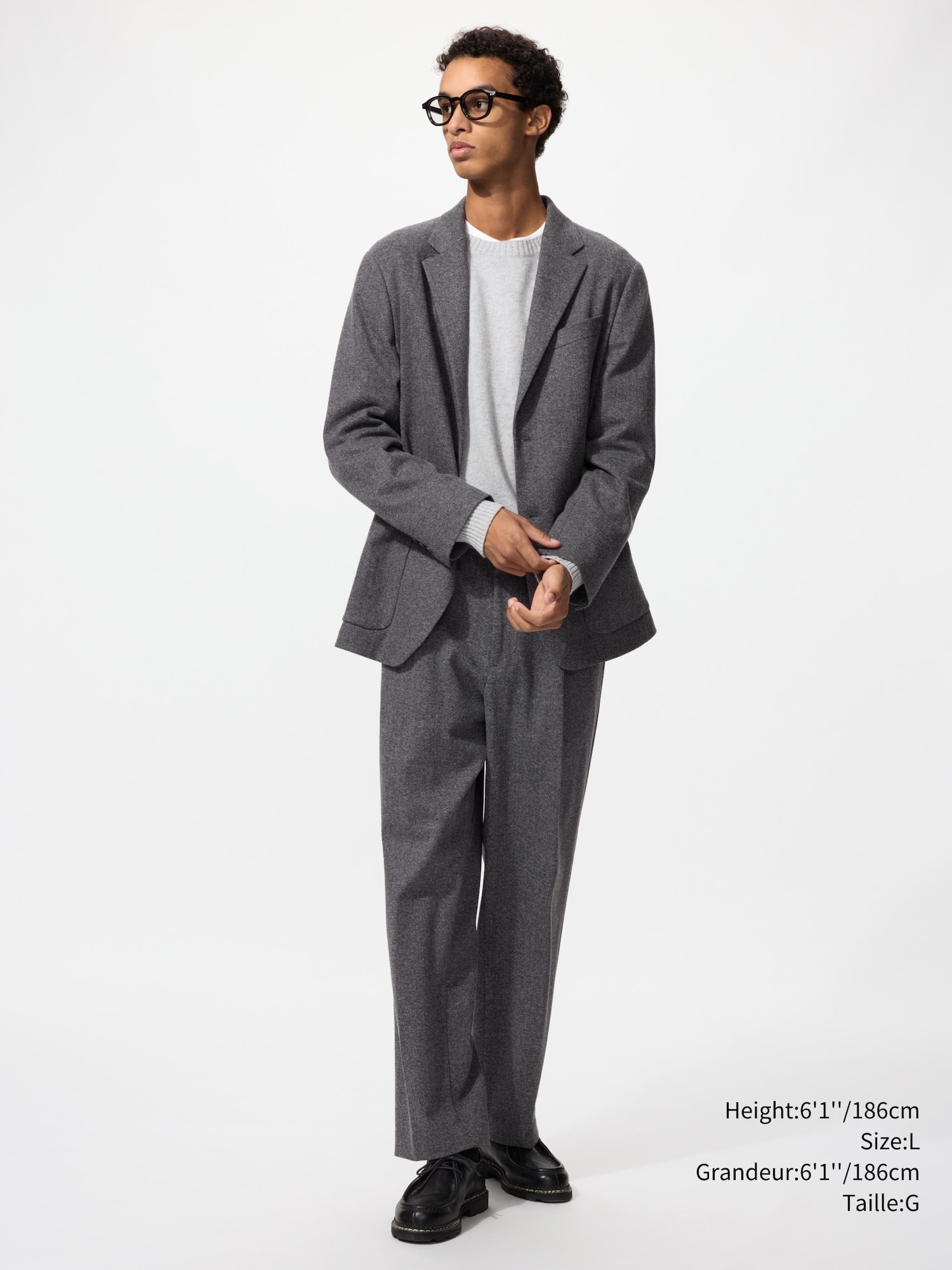 Men's Pleated Wide Pants | Herringbone | UNIQLO CA