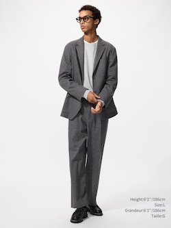 PLEATED WIDE PANTS | HERRINGBONE