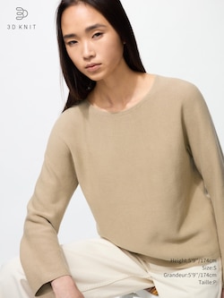 3D KNIT COTTON CREW NECK SWEATER