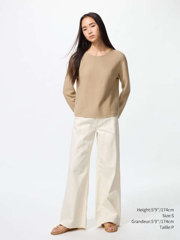 3D KNIT COTTON CREW NECK SWEATER