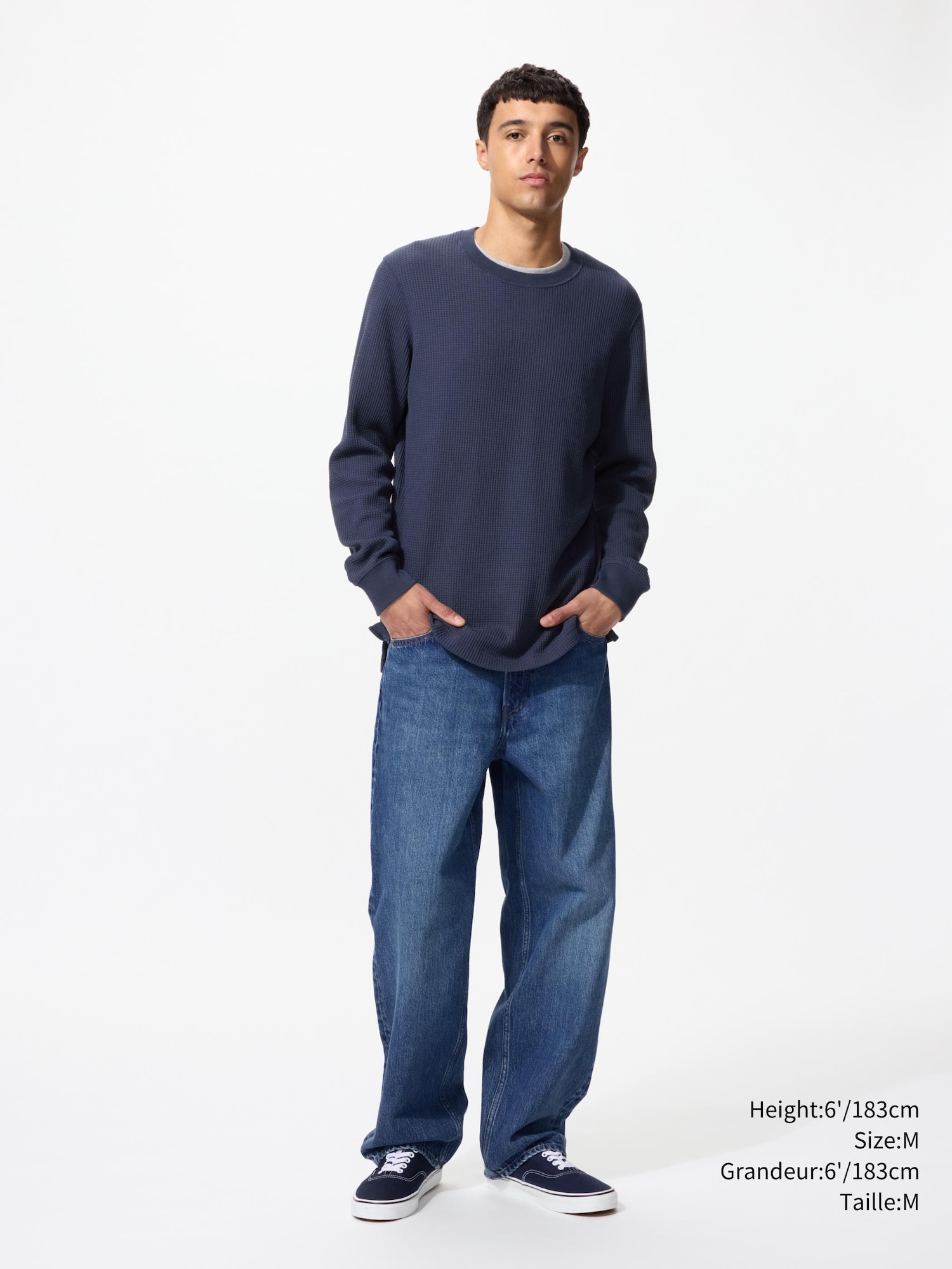 Men's WAFFLE CREW NECK T-SHIRT | UNIQLO CA