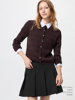 MERINO RIBBED CREW NECK SHORT CARDIGAN