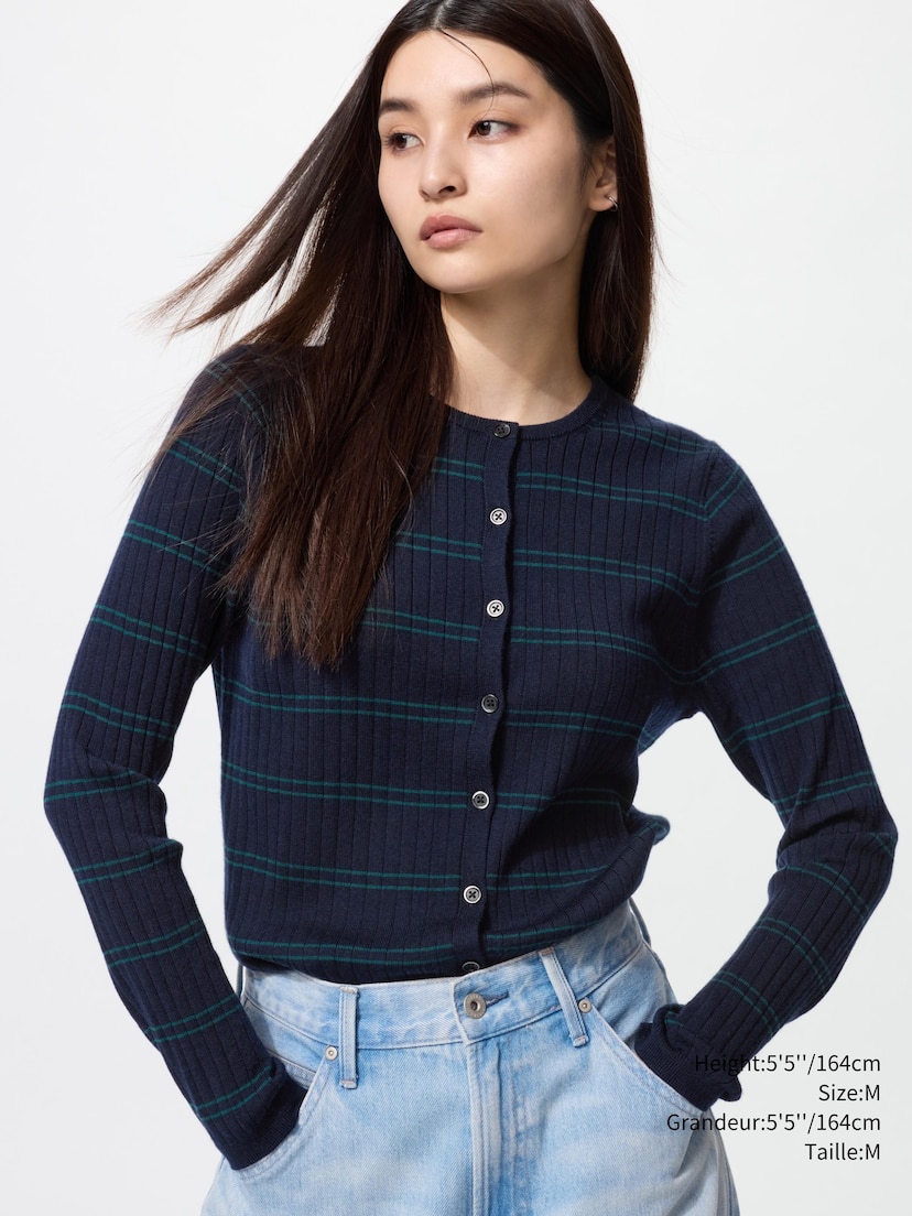 MERINO RIBBED CREW NECK SHORT CARDIGAN_69