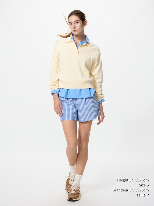 LINEN COTTON SHORTS | STRIPED