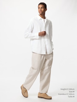 PANTALON 7/8e EN MÉLANGE LIN À ENFILER
