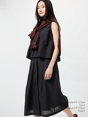 Jupe mélange lin pinces | long